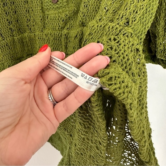 Free People Ryan Knit Crochet Romper Green One Piece Size XS Women’s Collared - Picture 11 of 11